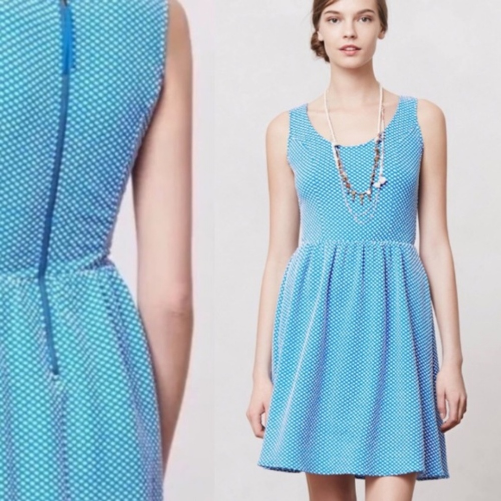 Maeve Anthropologie Blue Polka Dot Caldera Dress